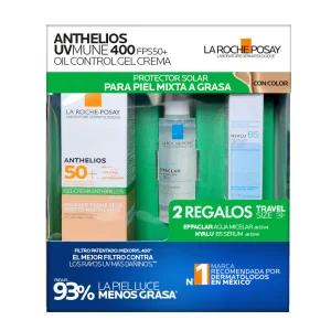 KIT ANTHELIOS UV-MUNE GEL-CREMA COLOR 50ML + EFFACLAR AGUA MICELAR  + HYALUB B5 SERUM